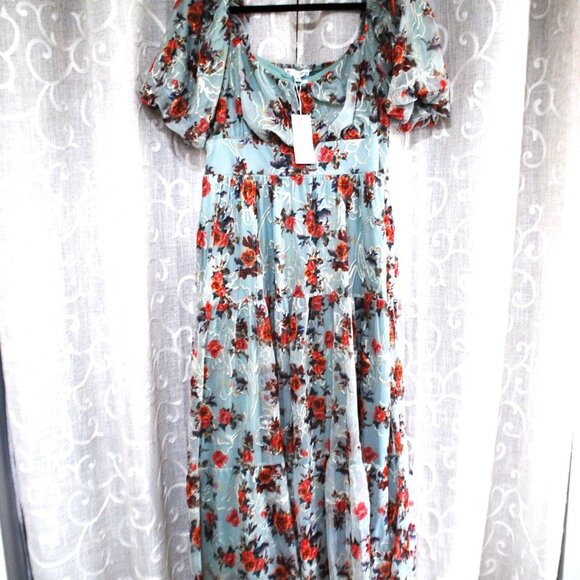 Baltic Born Annabeth Midi Dress Green Orange Size Medium NWT - Picture 1 of 6